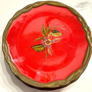 Tracy Porter THE OCTAVIA HILL COLLECTION  Red Embossed 8" Salad Plates Set of 4